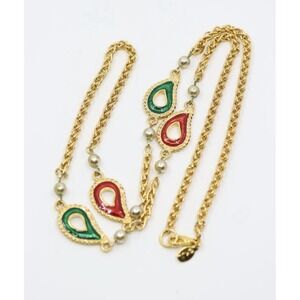 KENNETH JAY‎ LANE JEWELS OF INDIA ENAMEL PEARL NECKLACE